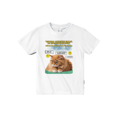 Camiseta júnior unisex estampado de gato "Melancolía Digital" Michilandia | La tienda online de los amantes de gatos