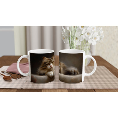 Taza Blanca con Impresión de Gato 