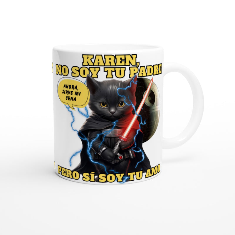 Taza blanca con impresión de gato "Darth Miau" Michilandia | La tienda online de los amantes de gatos