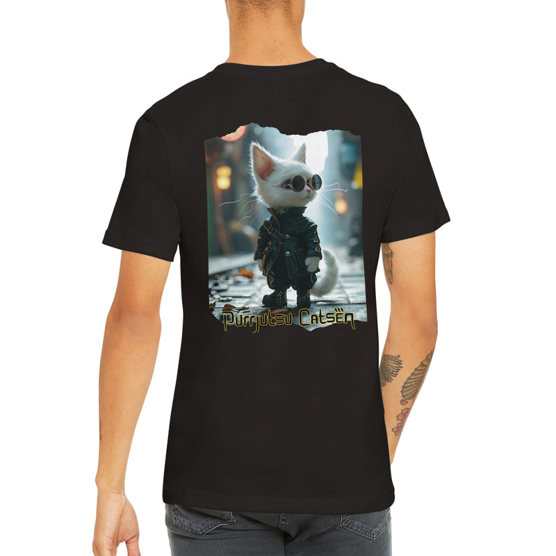 Camiseta Prémium Unisex Impresión Trasera de Gato 