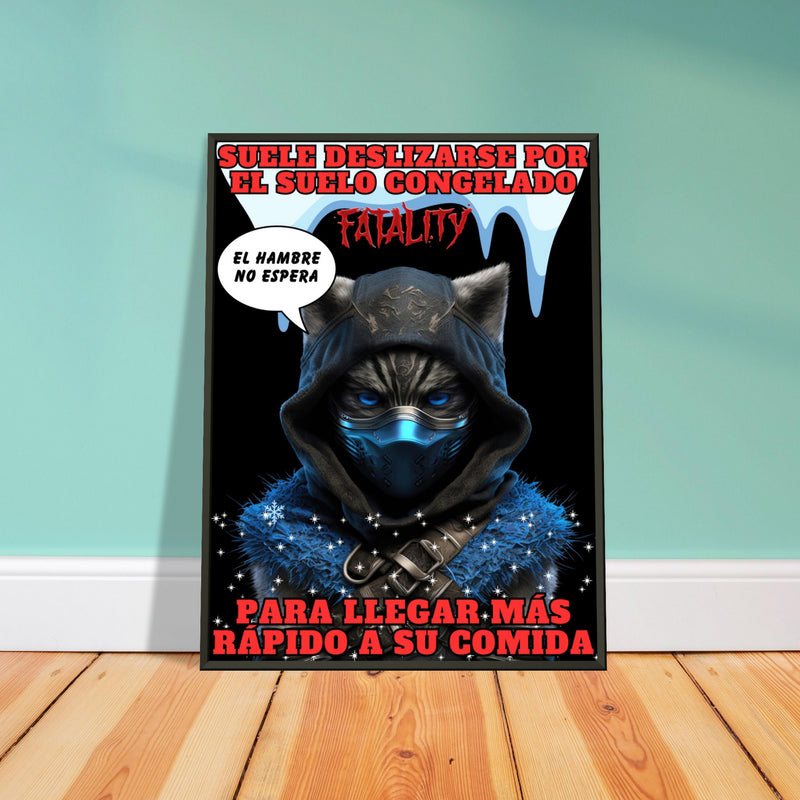 Póster Semibrillante de Gato con Marco Metal 