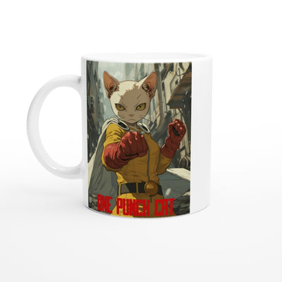 Taza Blanca con Impresión de Gato 