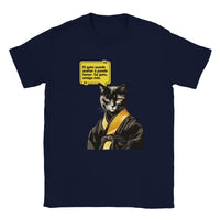 Camiseta unisex estampado de gato "Bruce Michi Lee" Navy