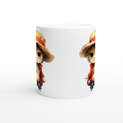 Taza blanca con impresión de gato "Miau D. Luffy" Michilandia | La tienda online de los amantes de gatos