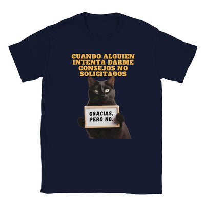 Camiseta unisex estampado de gato "No Gracias" Michilandia | La tienda online de los fans de gatos