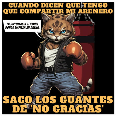 Panel de aluminio impresión de gato "Guardián del Arenero" Michilandia | La tienda online de los fans de gatos