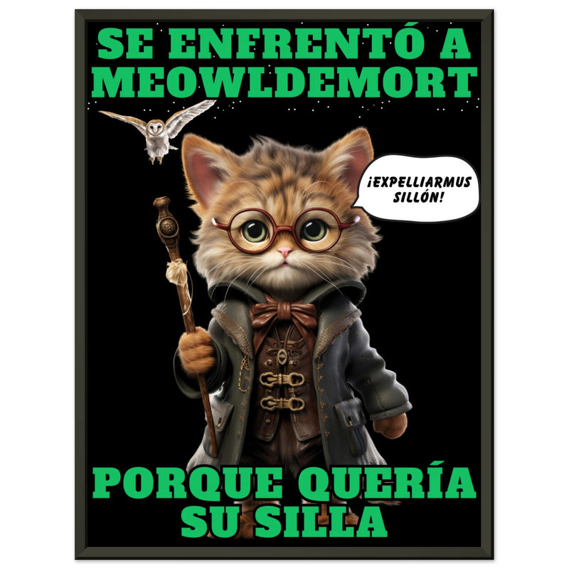 Póster Semibrillante de Gato con Marco Metal "Guardián del Sillón" Michilandia | La tienda online de los amantes de gatos