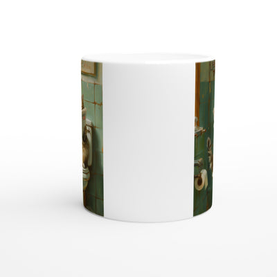 Taza Blanca con Impresión de Gato "El Lector Felino" Michilandia | La tienda online de los fans de gatos