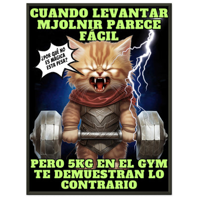 Póster Semibrillante de Gato con Marco Metal 