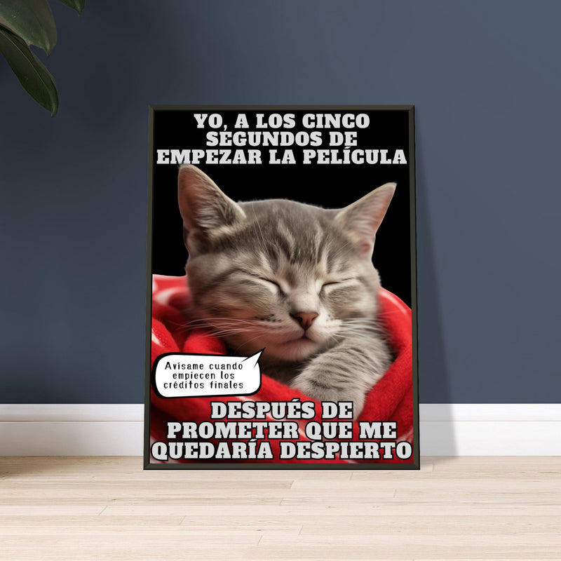 Póster Semibrillante de Gato con Marco Metal 