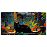Lienzo de gato "Michi Negro en el Patio Pop Art"