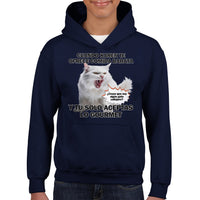 Sudadera con capucha júnior estampado de gato "Gourmet Indignado" Michilandia | La tienda online de los fans de gatos