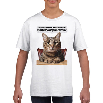 Camiseta Junior Unisex Estampado de Gato 