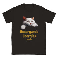 Camiseta unisex estampado de gato "Recargando Violencia" Gelato