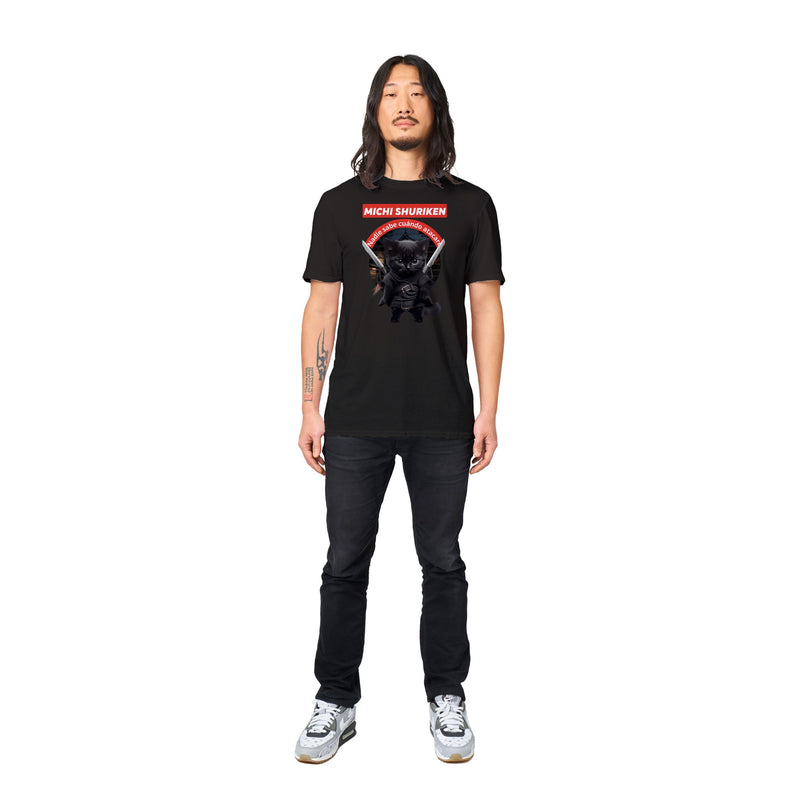 Camiseta unisex estampado de gato "Michi shuriken" Gelato