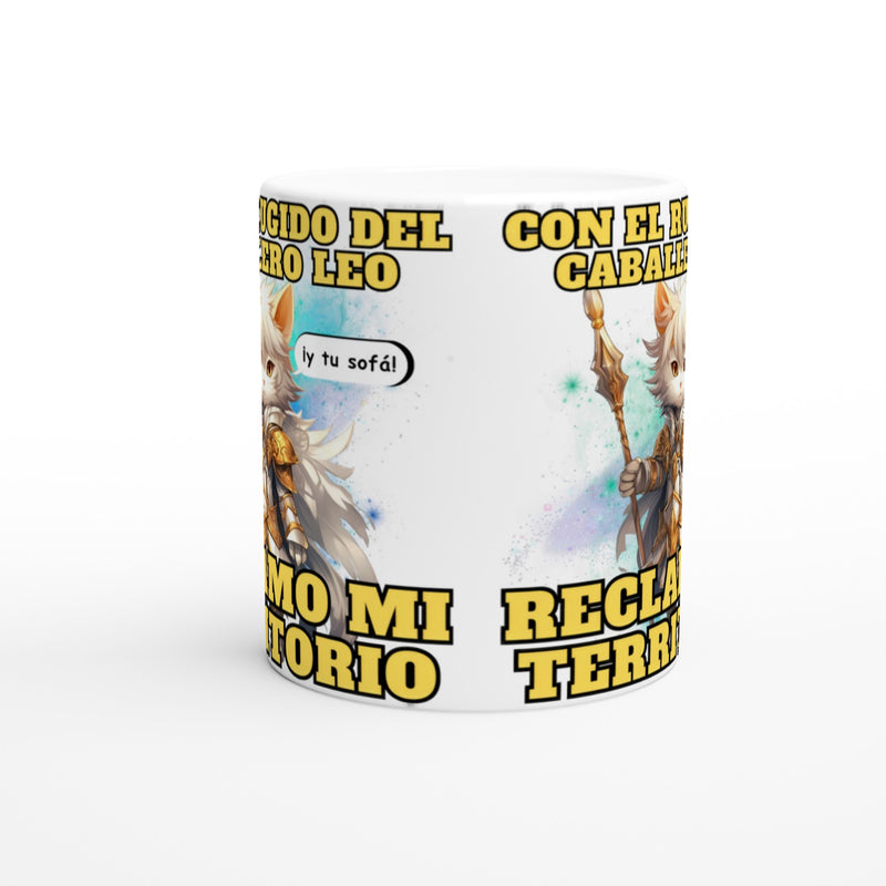 Taza blanca con impresión de gato "Caballero del Sofá" Michilandia | La tienda online de los amantes de gatos