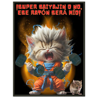Póster Semibrillante de Gato con Marco Metal "Fuerza Felina Saiyajin" Michilandia | La tienda online de los fans de gatos