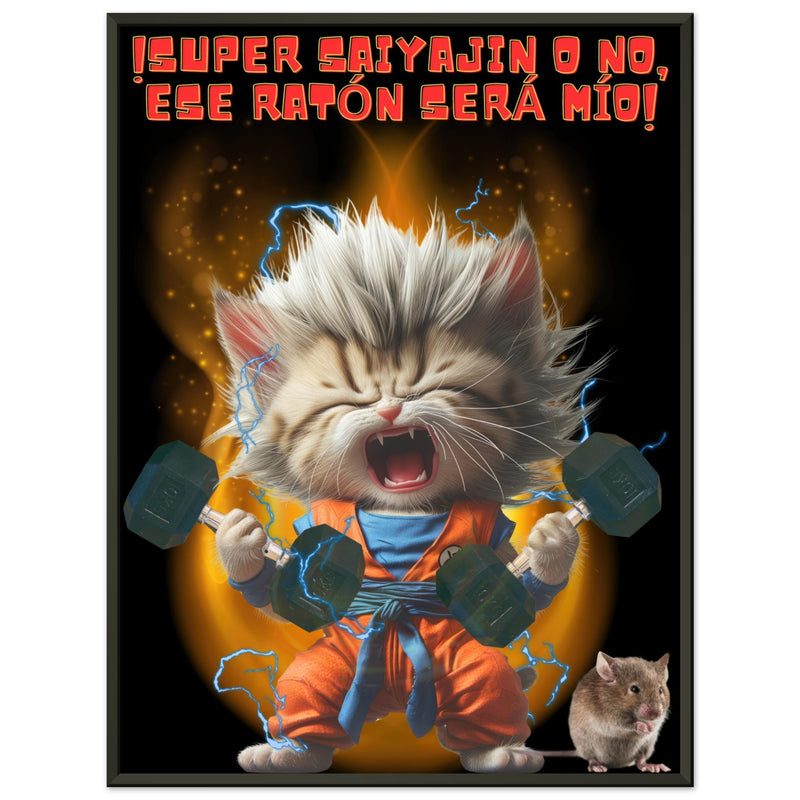 Póster Semibrillante de Gato con Marco Metal 