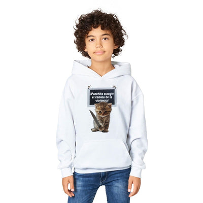 Sudadera con capucha júnior estampado de gato 