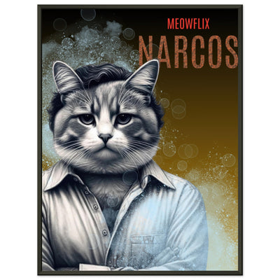 Póster Semibrillante de Gato con Marco Metal 