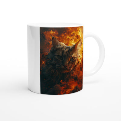 Taza Blanca con Impresión de Gato "Mirada Explosiva" Michilandia | La tienda online de los fans de gatos