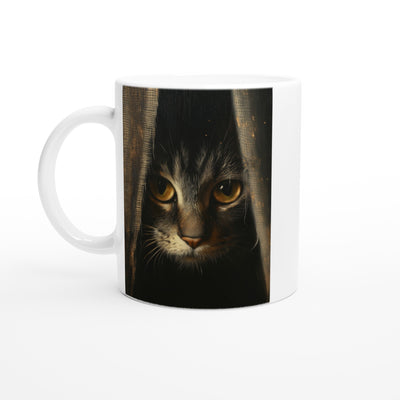 Taza Blanca con Impresión de Gato 