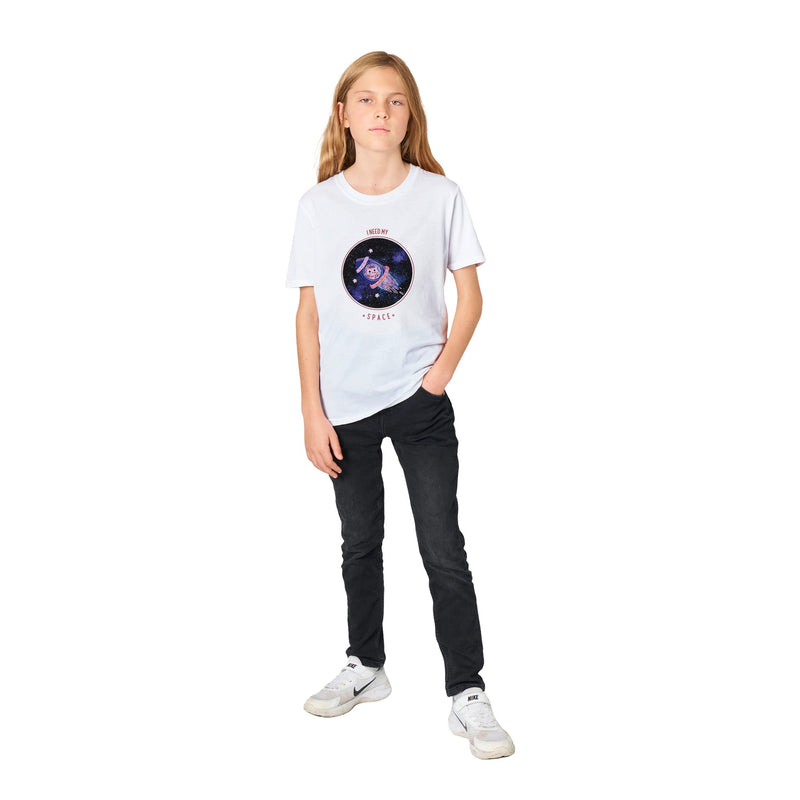 Camiseta Junior Unisex Estampado de Gato "Necesito Mi Espacio" Michilandia