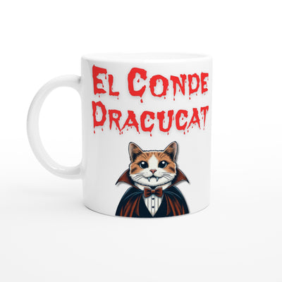 Taza Blanca con Impresión de Gato 