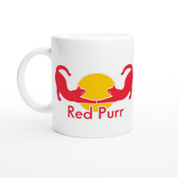 Taza Blanca con Impresión de Gato "Red Purr Energy" Michilandia | La tienda online de los fans de gatos