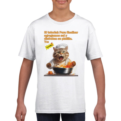 Camiseta Junior Unisex Estampado de Gato 