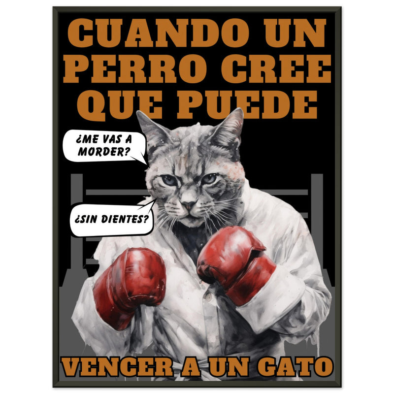 Póster Semibrillante de Gato con Marco Metal 