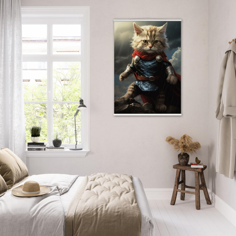 Póster semibrillante de gato con colgador "Thor Felino" Gelato