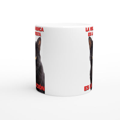 Taza Blanca con Impresión de Gato "Solución Felina" Michilandia | La tienda online de los fans de gatos