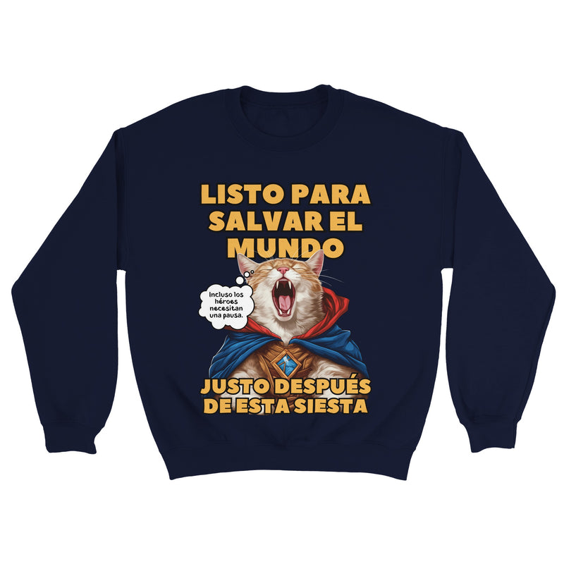 Sudadera Unisex Estampado de Gato "Héroe Descansando" Michilandia | La tienda online de los fans de gatos