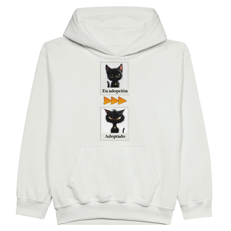 Sudadera con capucha júnior estampado de gato 