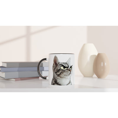 Taza Bicolor con Impresión de Gato "Miau Malhumorado" Michilandia