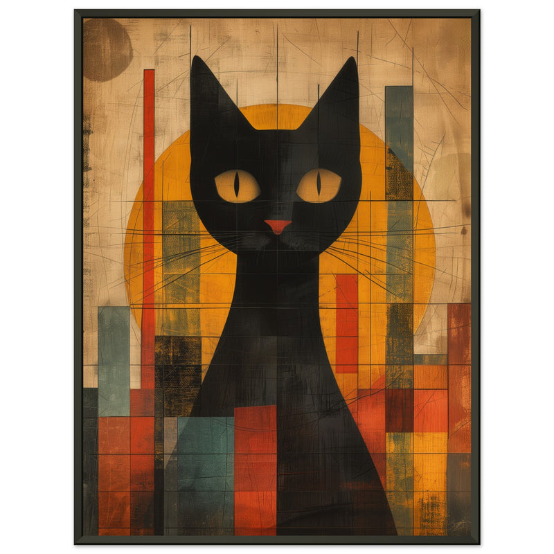 Póster Semibrillante de Gato con Marco Metal 