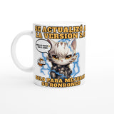 Taza blanca con impresión de gato "Cyborg Kitty" Michilandia | La tienda online de los amantes de gatos