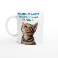 Taza Blanca con Impresión de Gato "Silencio Melódico" Michilandia | La tienda online de los fans de gatos