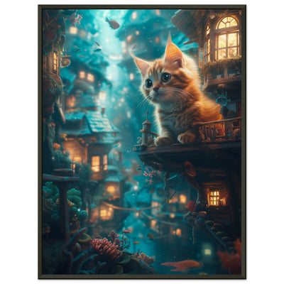 Póster Semibrillante de Gato con Marco Metal 