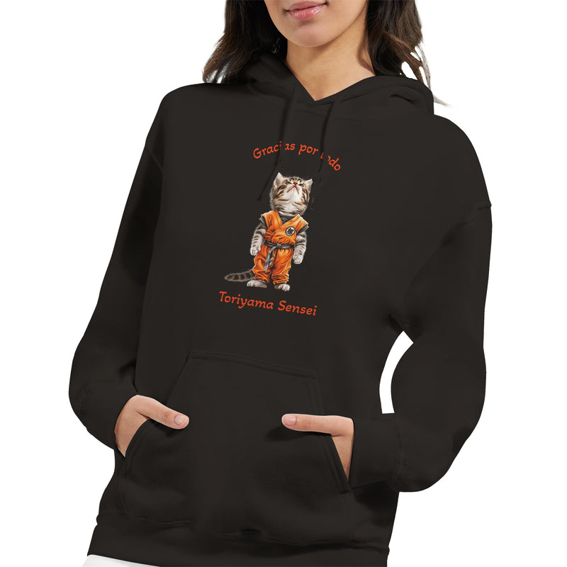 Sudadera con Capucha Unisex Estampado de Gato "Tributo a Toriyama" Michilandia