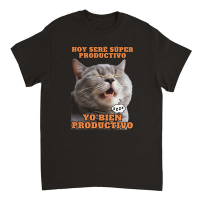 Camiseta Unisex Estampado de Gato "Siesta Productiva" Michilandia | La tienda online de los fans de gatos