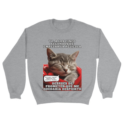 Sudadera Unisex Estampado de Gato "Cinéfilo Dormilón" Michilandia | La tienda online de los amantes de gatos