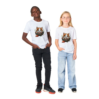 Camiseta Junior Unisex Estampado de Gato "Sushi y Ronroneos" Michilandia | La tienda online de los fans de gatos