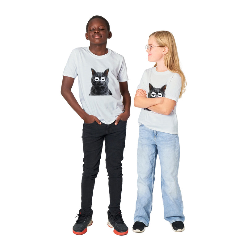 Camiseta Junior Unisex Estampado de Gato "Somnoliento Chartreux" Michilandia