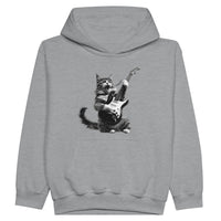 Sudadera con capucha júnior estampado de gato "Rocker Miau" Michilandia | La tienda online de los fans de gatos