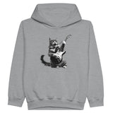 Sudadera con capucha júnior estampado de gato "Rocker Miau" Michilandia | La tienda online de los fans de gatos