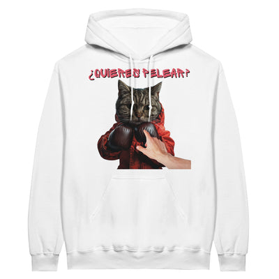 Sudadera con Capucha Unisex Estampado de Gato "¿quieres pelear?" Michilandia | La tienda online de los fans de gatos