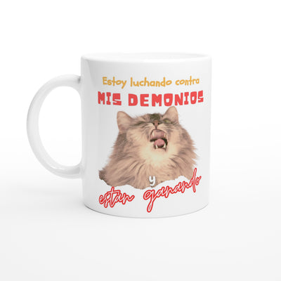 Taza Blanca con Impresión de Gato 