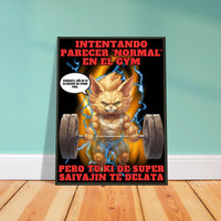 Póster Semibrillante de Gato con Marco Metal 